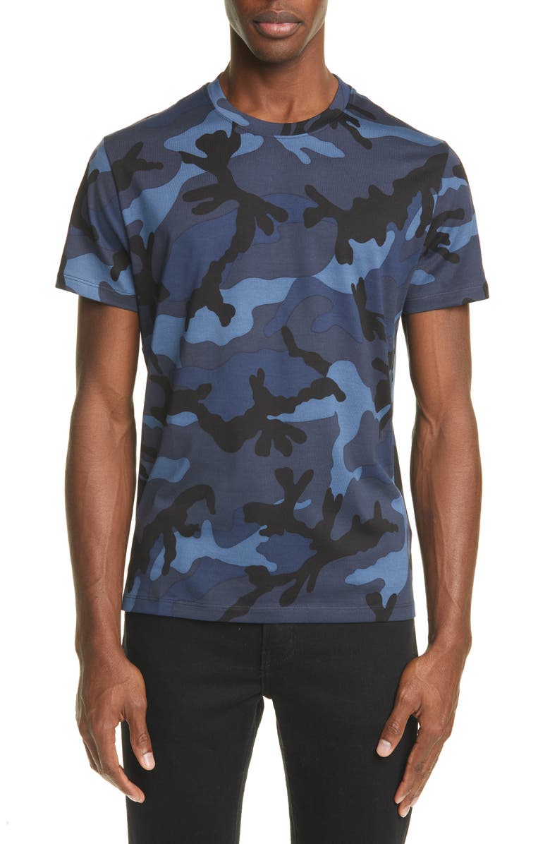 Valentino Camo Print Crewneck T-Shirt, Main, color,