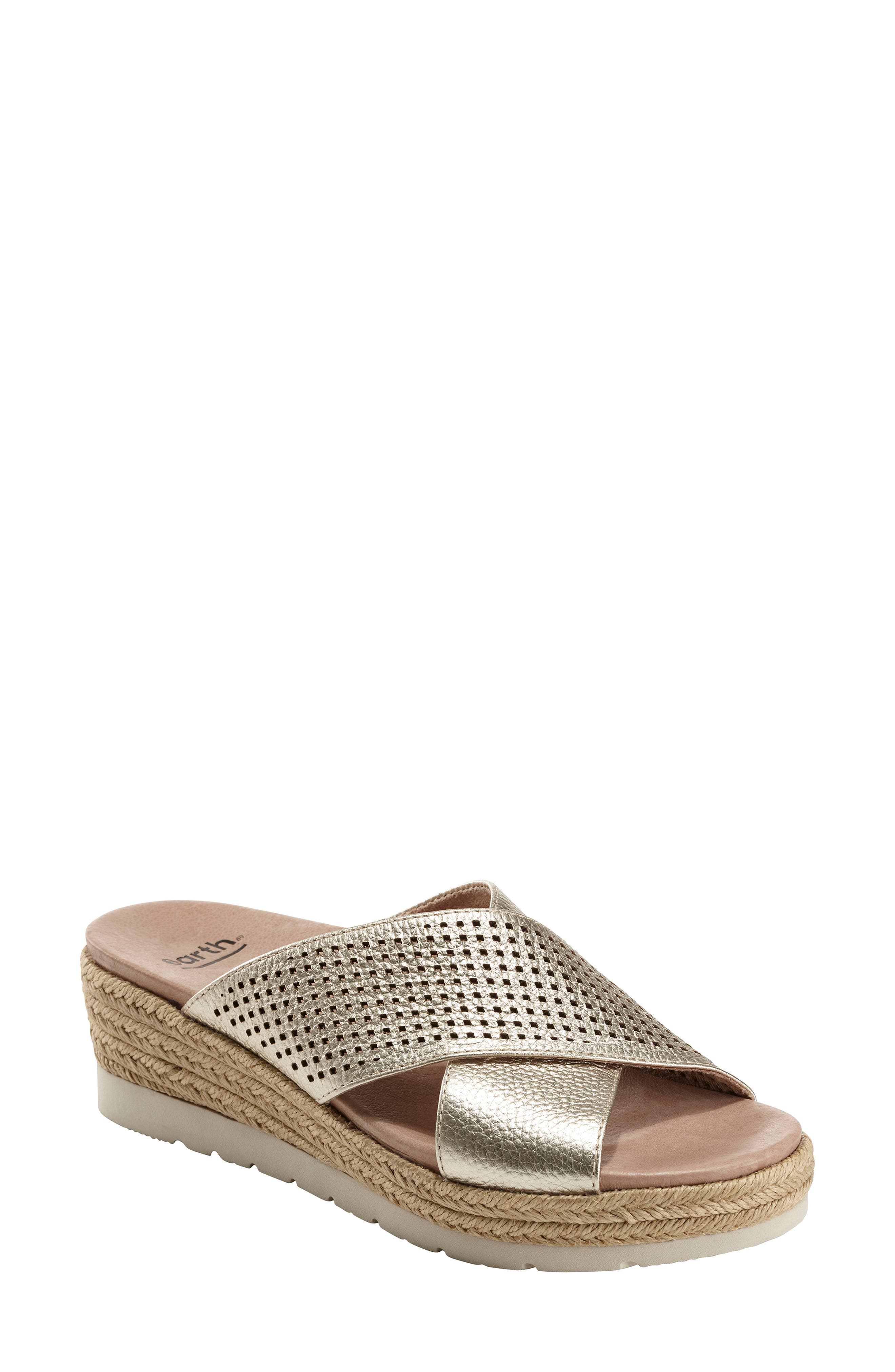 Marigold Espadrille Slide Sandal, Main, color, GOLD METALLIC LEATHER