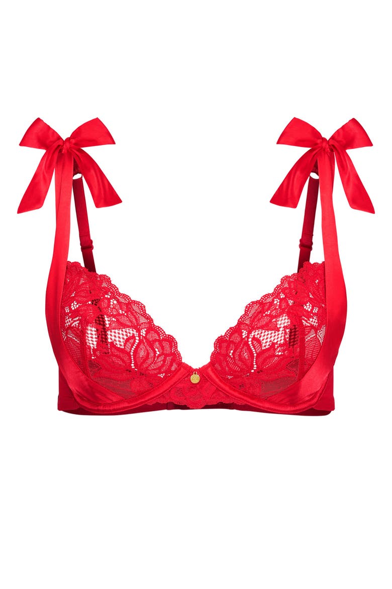 Moxie Unlined Demi Bra, Alternate, color, Dark red