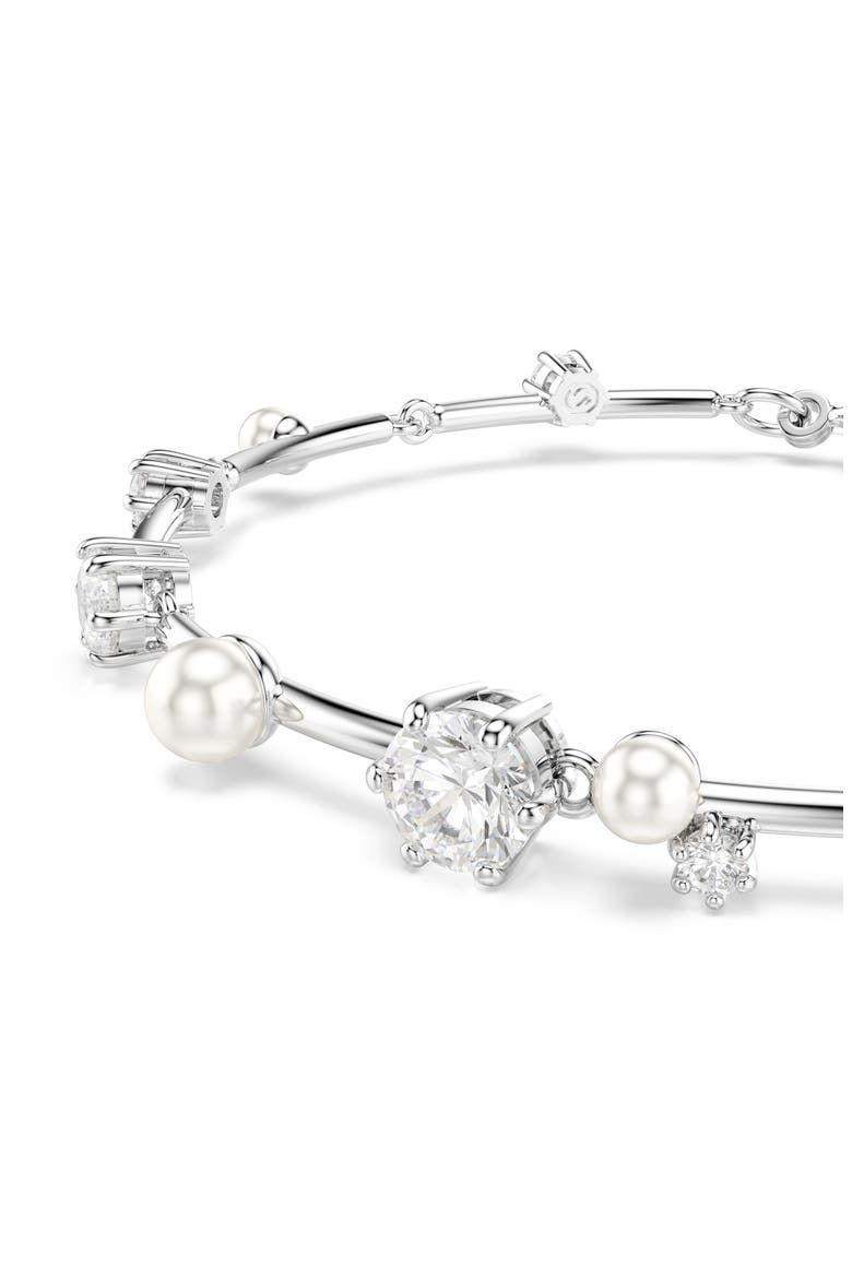 Constella Crystal & Faux Pearl Line Bracelet, Alternate, color, WHITE GOLD