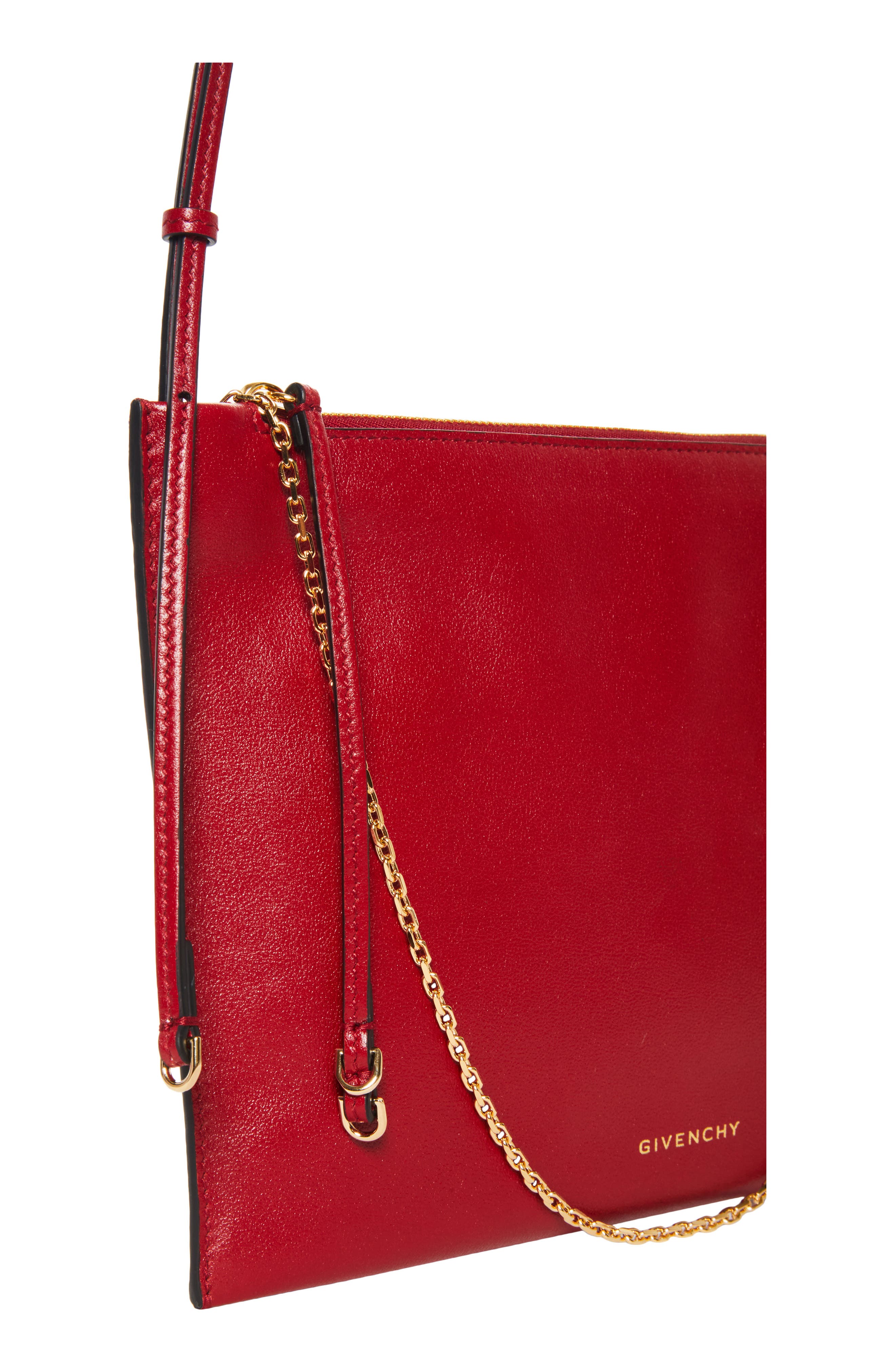 Voyou Pochette Leather Shoulder Bag, Alternate, color, DARK RED