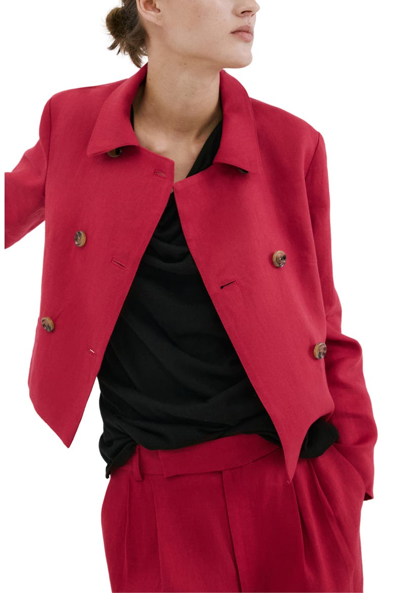 Double Breasted Linen Jacket, Main, color, RED