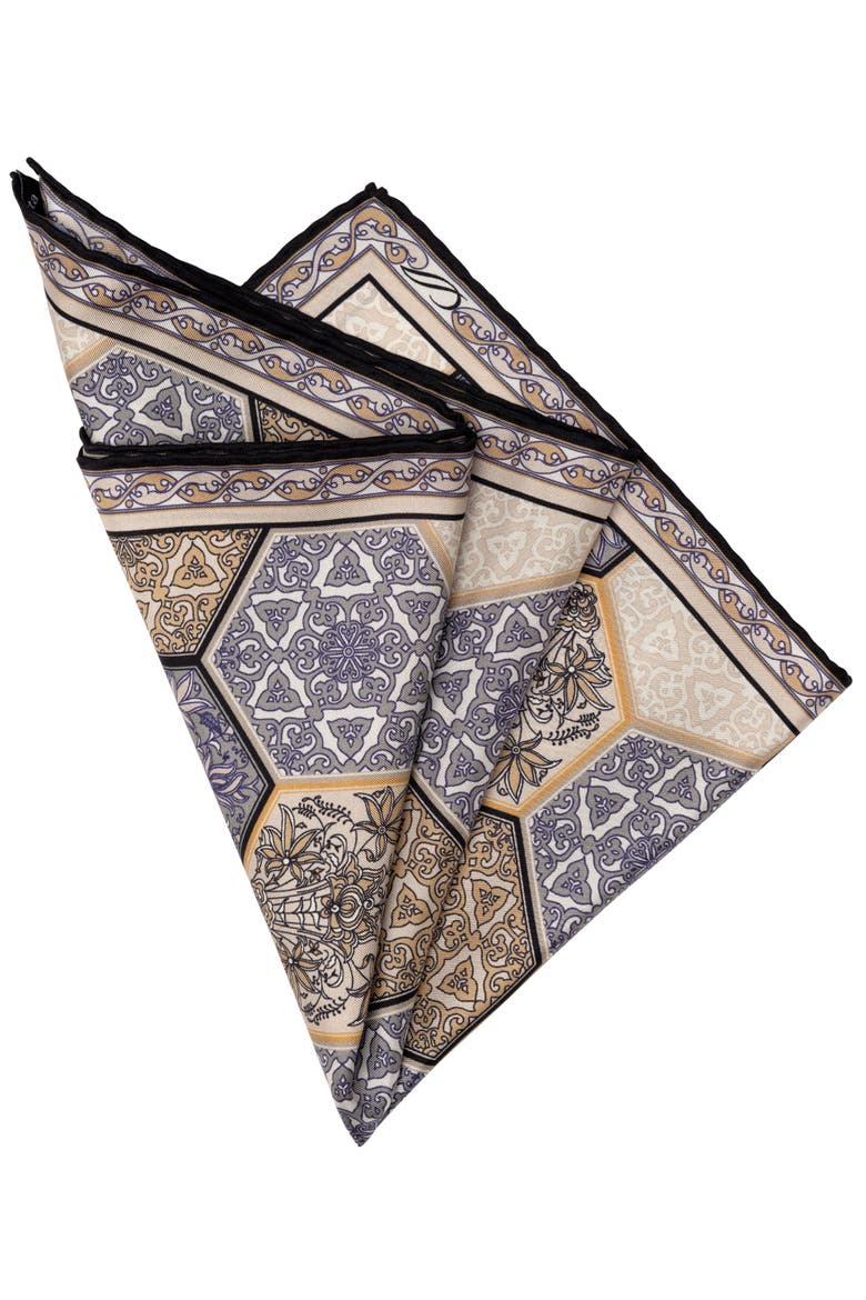 Dante - Silk Pocket Square for Men, Alternate, color, Grey