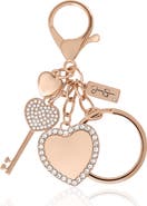 Jessica Simpson Heart & Key Charm Rhinestone Keychain