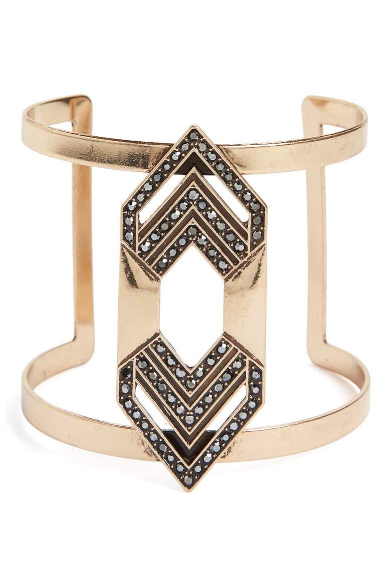 Deco Statement Cuff, Main, color, ANTIQUE GOLD