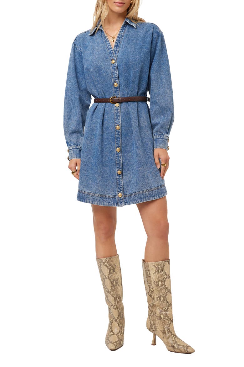 Sade Belted Denim Shirtdress, Main, color, DENIM