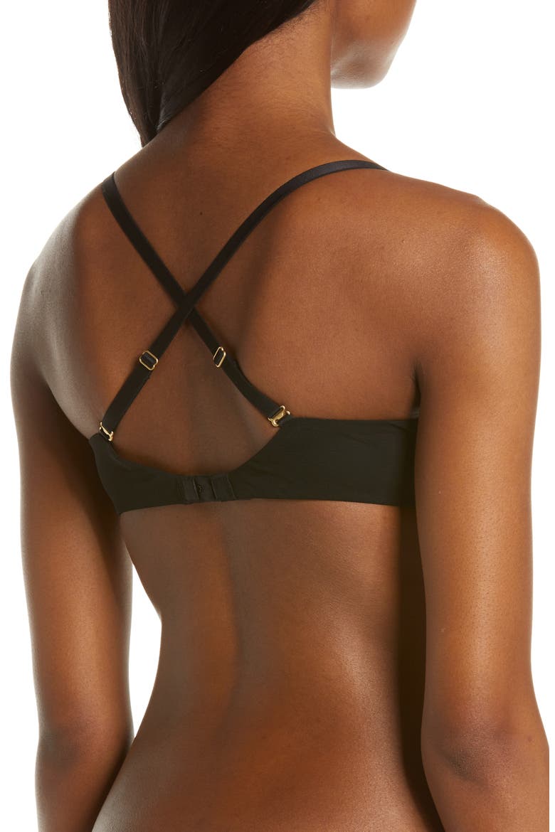 Shea Mesh Trimmed T-Shirt Bra, Alternate, color, TRUE BLACK
