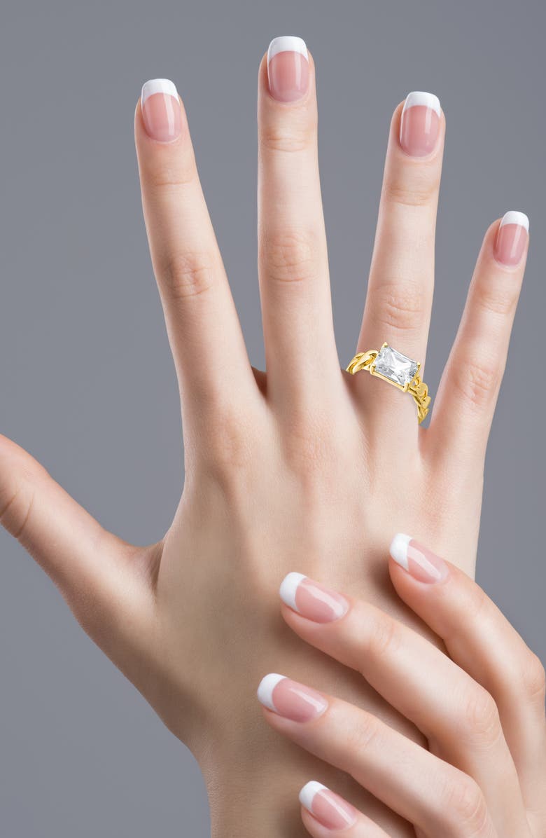 CZ by Kenneth Jay Lane Fixed Chain Band Baguette Stone Ring, Alternate, color, 