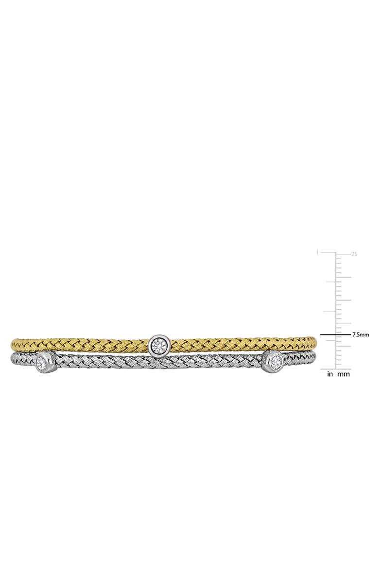 Cubic Zirconia Double Row Station Bangle Bracelet, Alternate, color, Two-Tone Sterling Silver