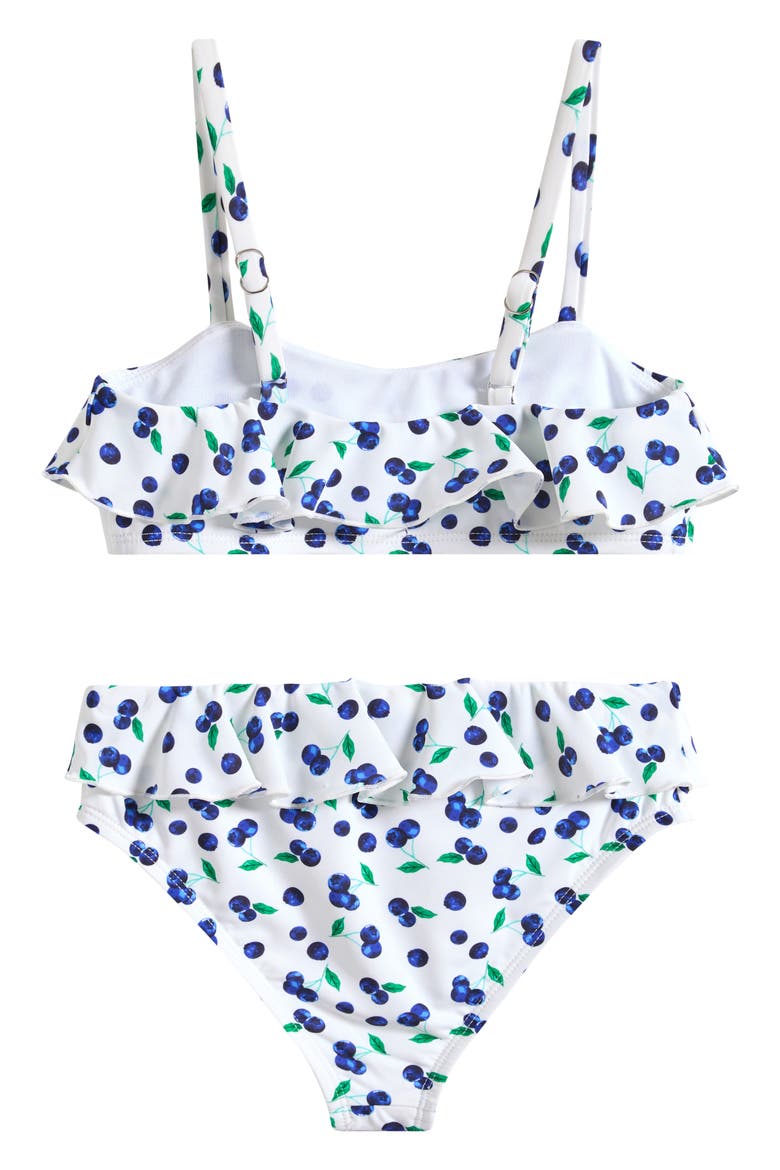 Ruffle Flounce Two-Piece Swimsuit, Alternate, color, DAZZLING BLUE/ KELLY GREEN