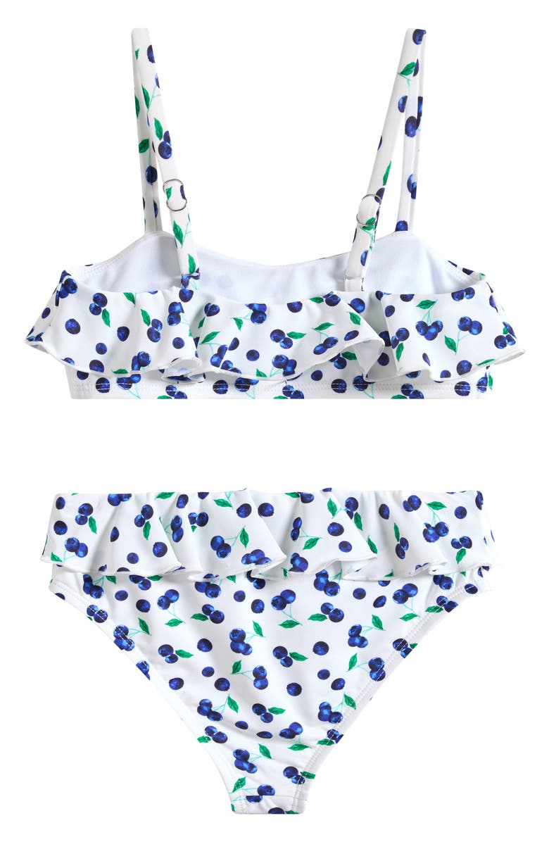 Miken Swim Ruffle Flounce Two-Piece Swimsuit, Alternate, color, Dazzling Blue/ Kelly Green