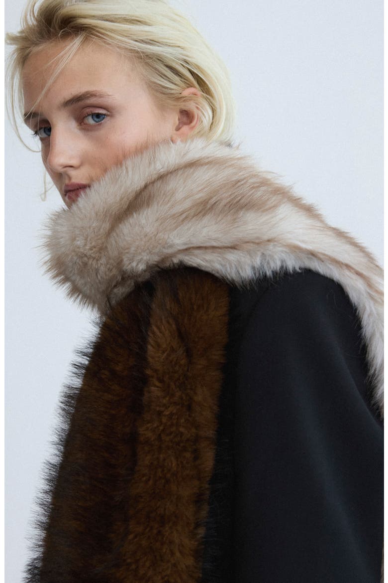 Faux Fur Scarf, Alternate, color, BEIGE