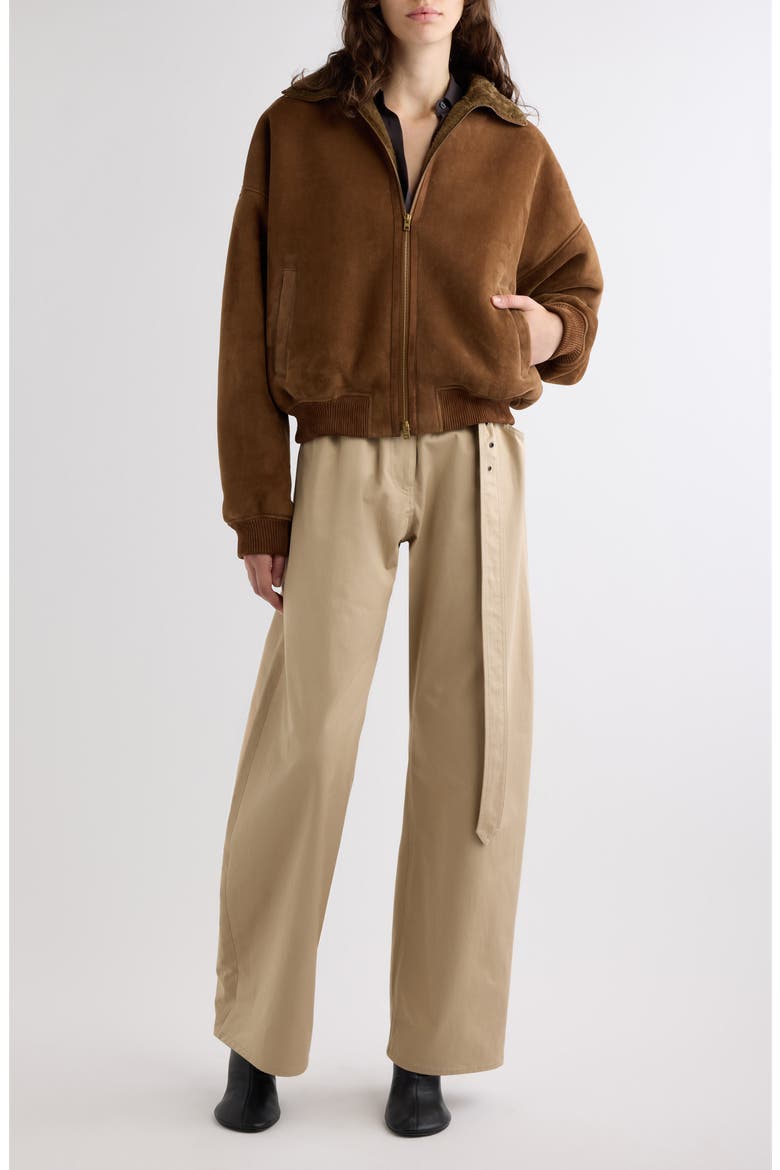 Lybrand Genuine Shearling Bomber Jacket, Alternate, color, CHESTNUT BROWN