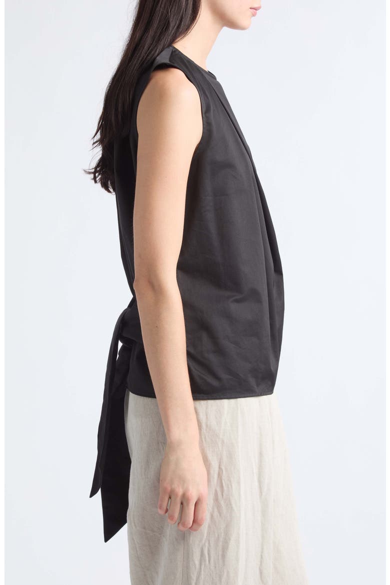 Sculptural Asymmetric Cotton Sateen Top, Alternate, color, BLACK