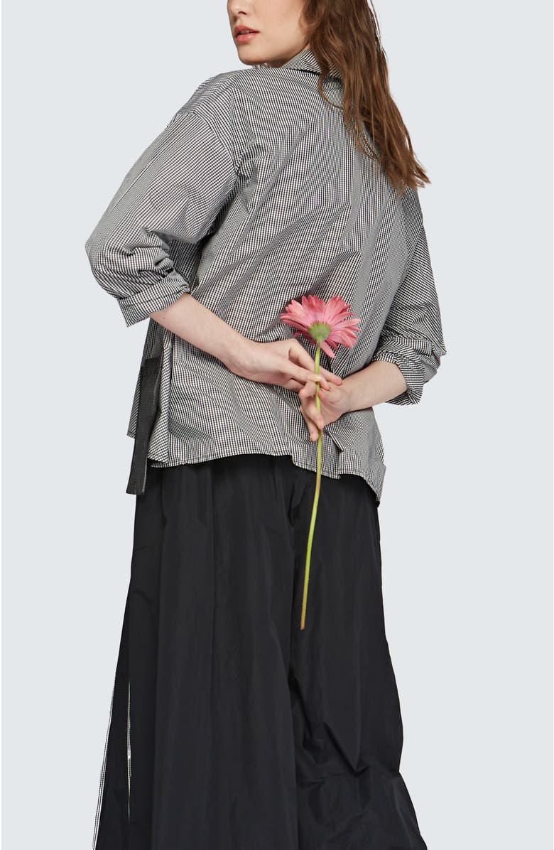 LUUKAA Cleo Checkered Memory Taffeta Shirt, Alternate, color, Black