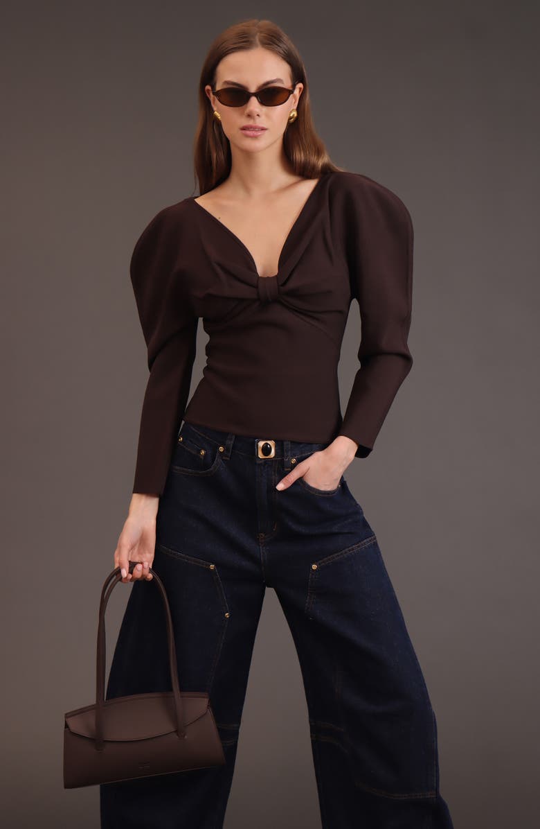 Avec Les Filles Exaggerated Dolman Sleeve Sweater, Alternate, color, Chocolate