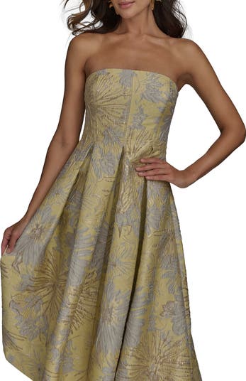 【Donna Karan New York】Strapless Jacquard Dress Donna Karan New York Women's Strapless Jacquard Midi Dress