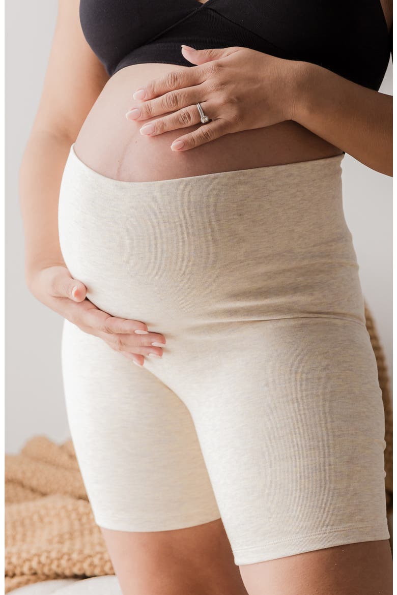 Sublime Maternity & Postpartum Bike Short, Alternate, color, OATMEAL HEATHER