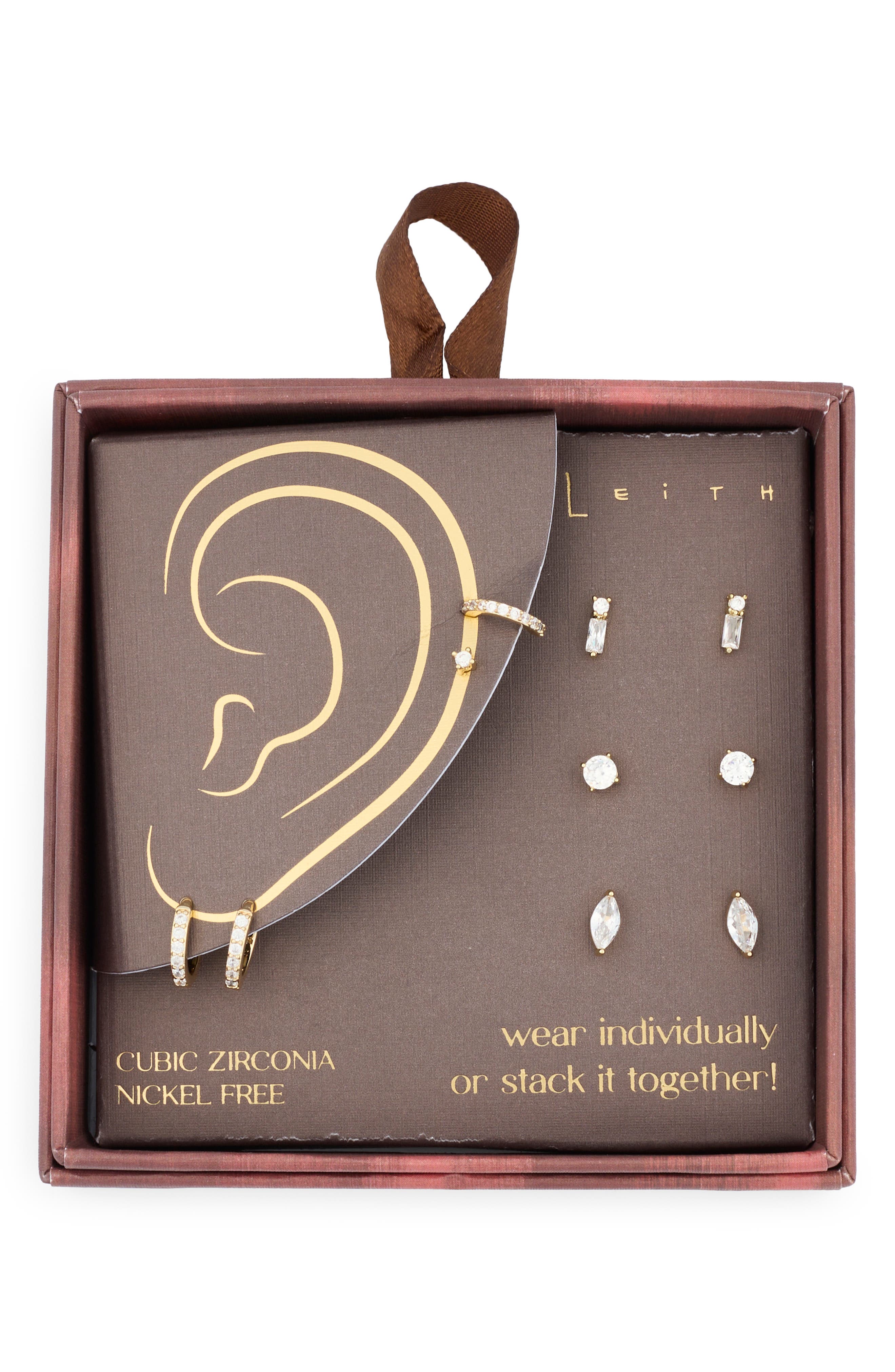 Leith Set of 5 Cubic Zirconia Earrings