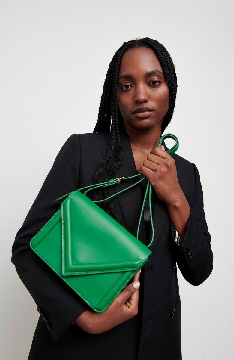 Mansur Gavriel M Frame Leather Shoulder Bag, Alternate, color, Grass