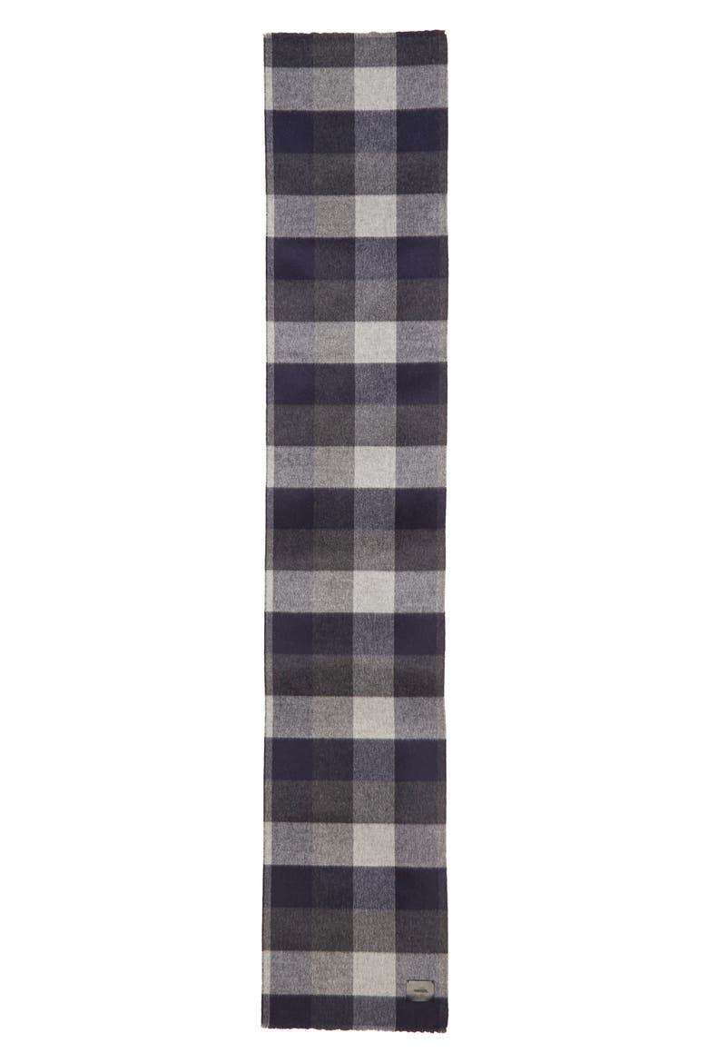 Check Double Face Wool & Cashmere Scarf, Alternate, color, BLACK COASTAL