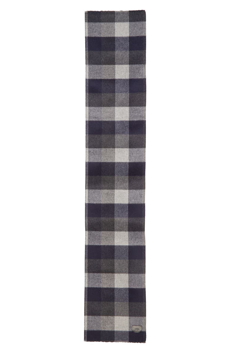 Vince Check Double Face Wool & Cashmere Scarf, Alternate, color, Black Coastal