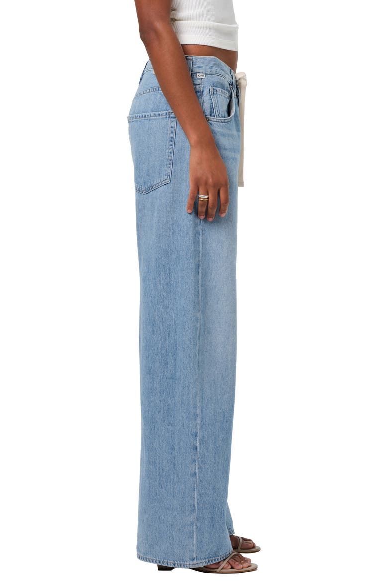 Brynn Drawstring High Waist Wide Leg Jeans, Alternate, color, BLUE LACE (LT INDIGO)