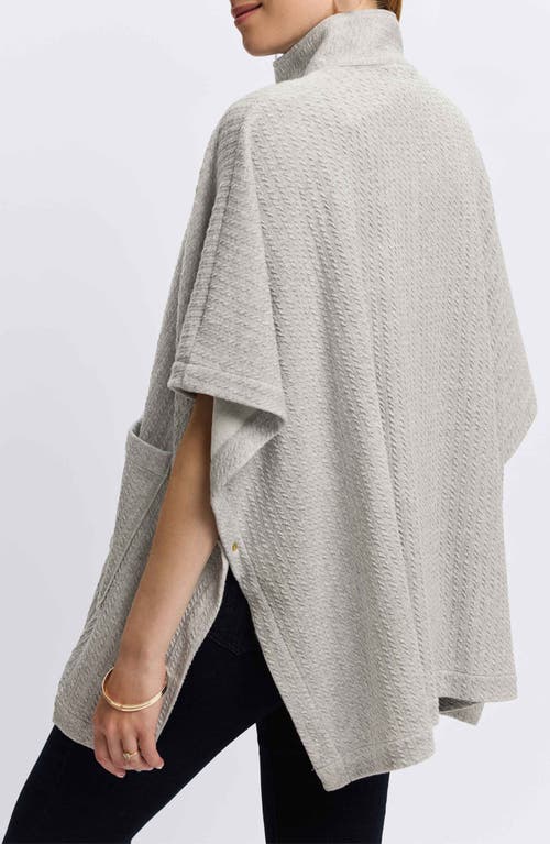 Foxcroft Aspyn Cable Stitch Snap Front Knit Cape In Charcoal Heather