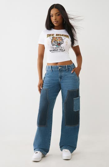 Colorblock Wide Leg Carpenter Jeans