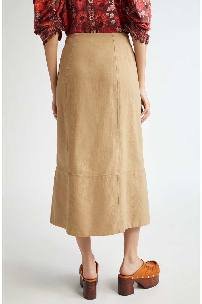 Double Breasted Button Front Skirt, Alternate, color, BROWN