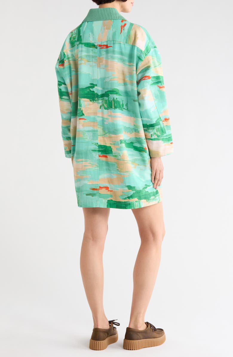 Longchamp Long Sleeve Half Zip Minidress, Alternate, color, Aqua