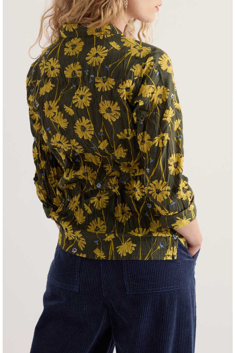 Larissa Floral Crinkled Cotton Shirt, Main, color, DRIED PROTEAS NORI