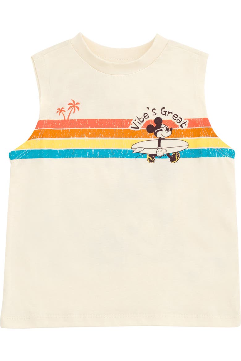 Mickey Mouse 2-Piece Sleeveless Tank Top and Shorts Set, Alternate, color, Cream Teal Mickey