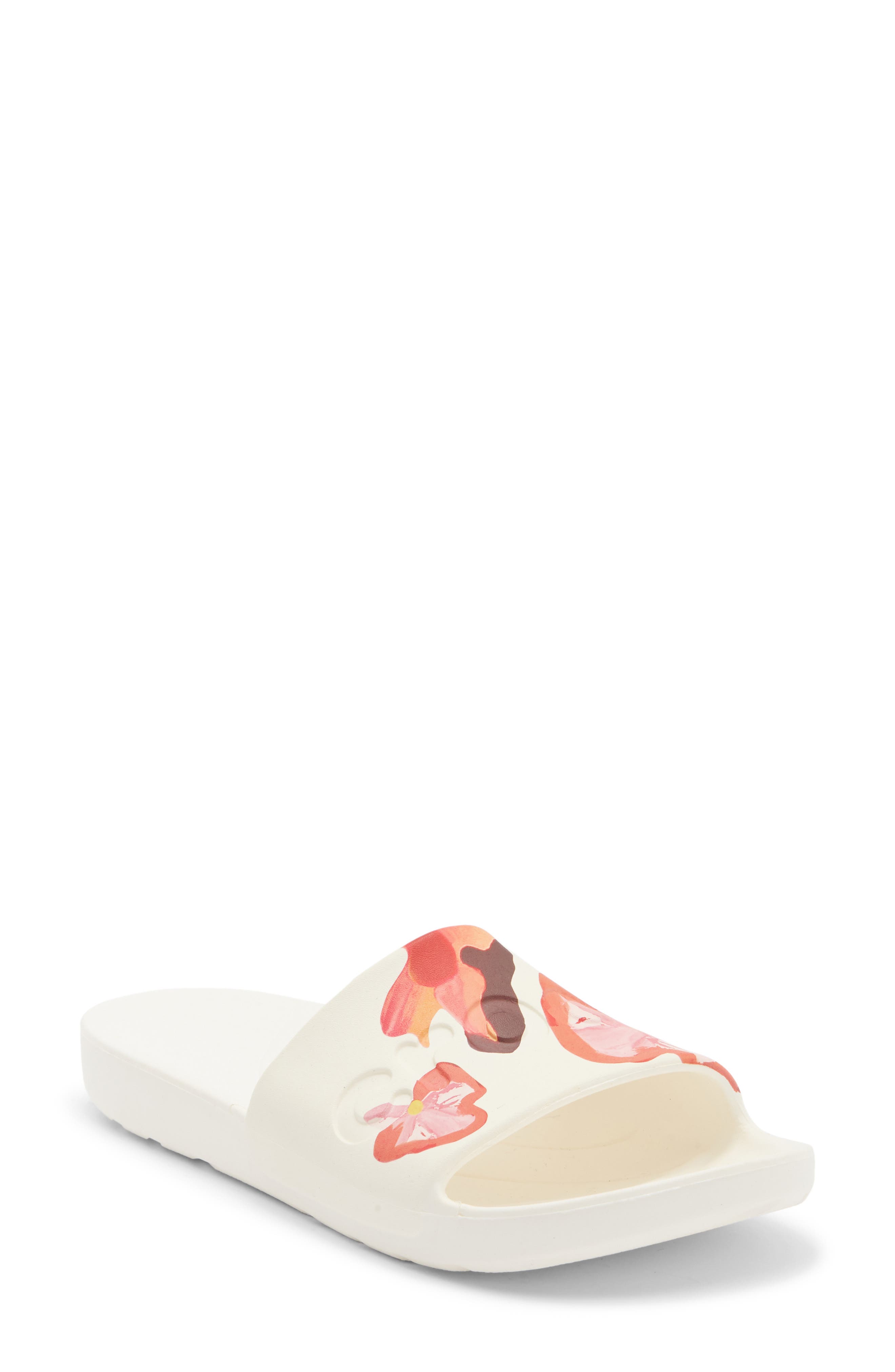 CROCS Painted Floral Slide Sandal, Main, color, Chalk