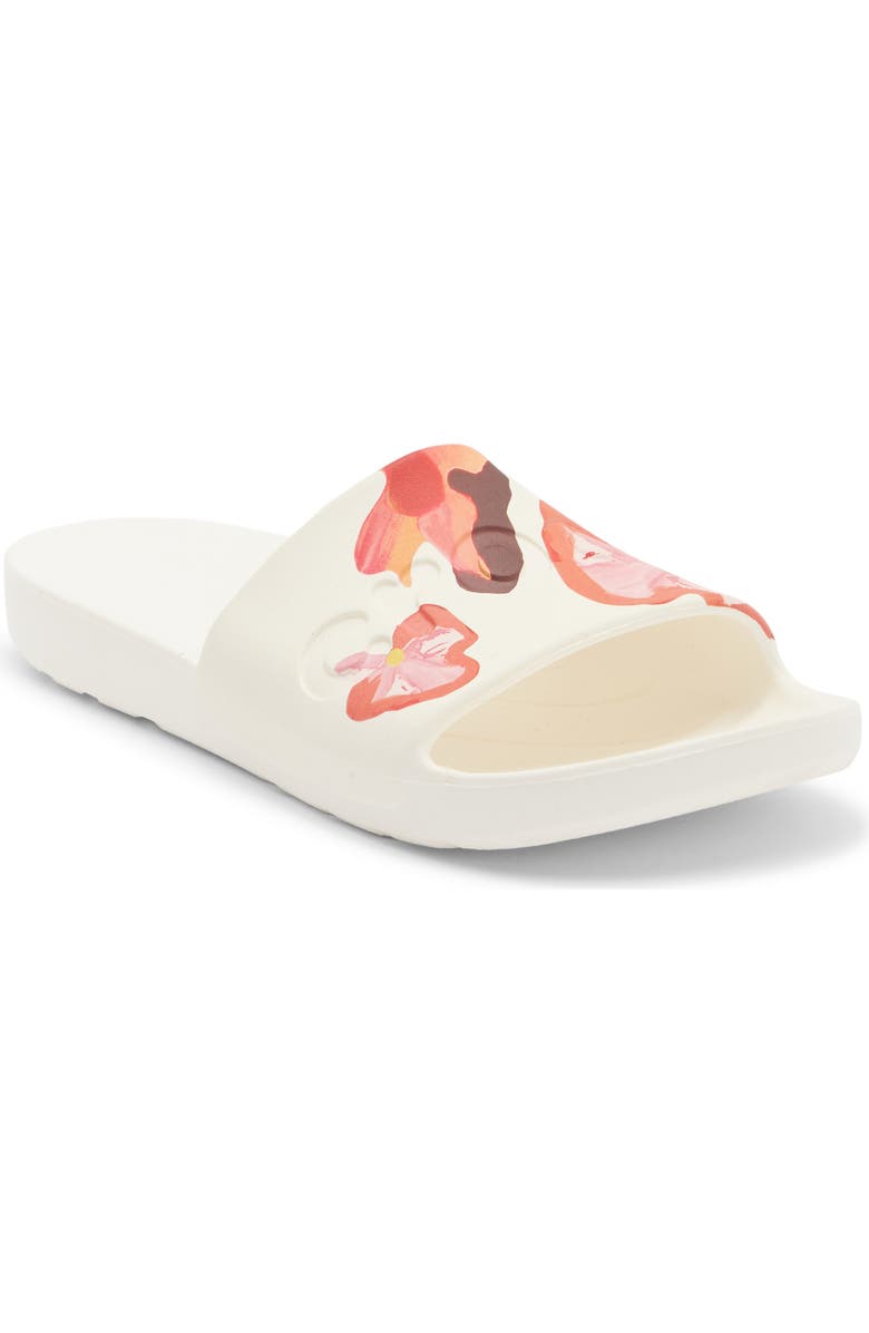 CROCS Painted Floral Slide Sandal, Main, color, Chalk