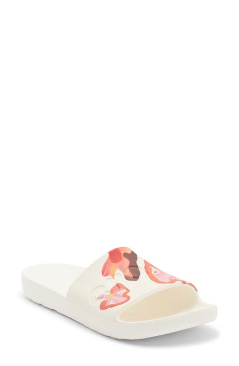 Painted Floral Slide Sandal (Women)