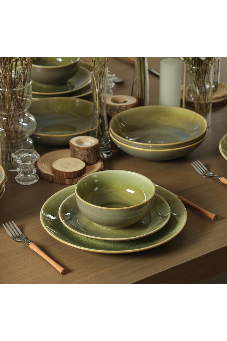 Riley 4-Piece Pasta Bowl Set Stoneware, Service for 4, Alternate, color, Green and Blue