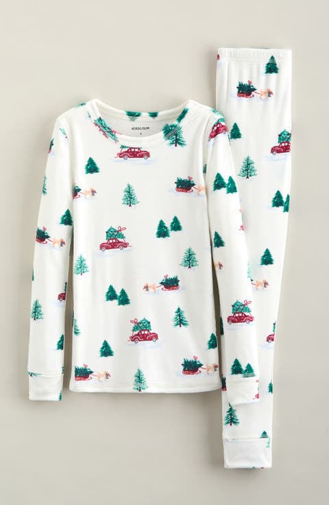 Kids' Print Fitted Fleece Two-Piece Pajama Set