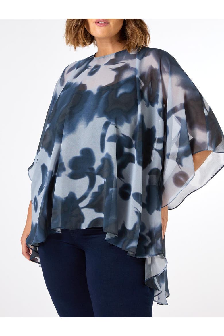 Abstract Floral High Low Overlay Top, Alternate, color, Print
