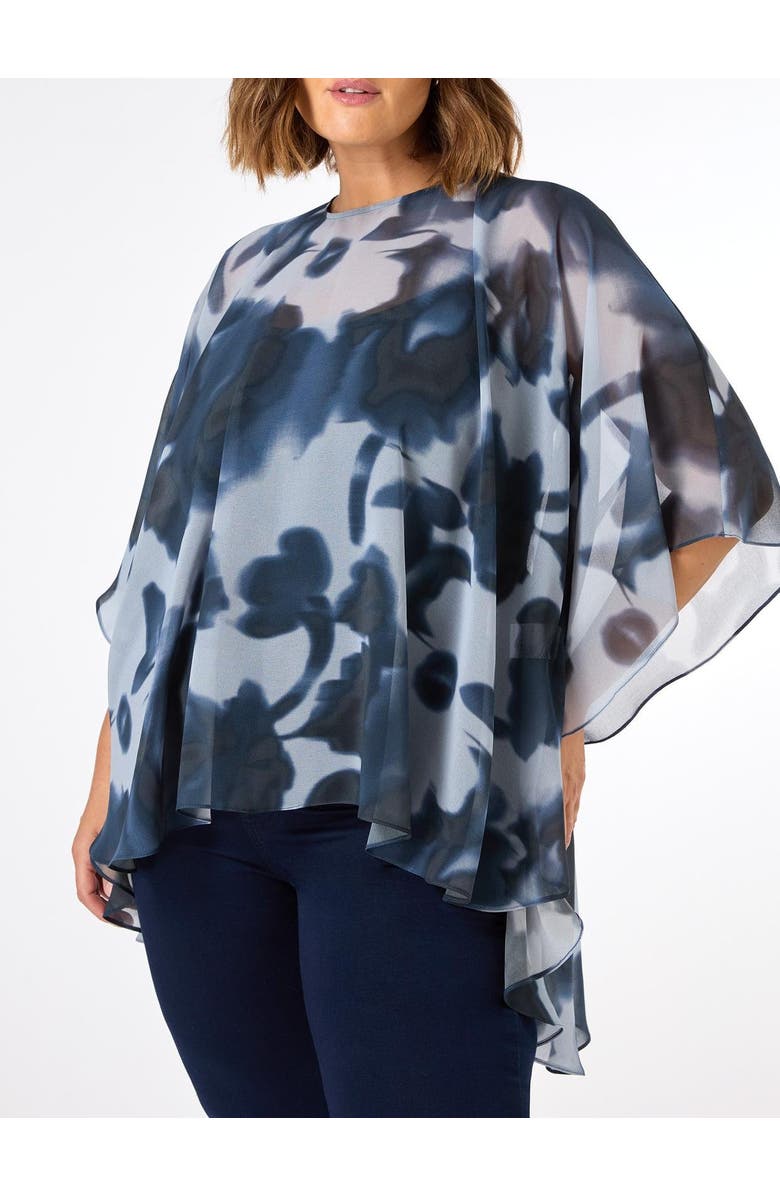 Live Unlimited Abstract Floral High Low Overlay Top, Alternate, color, Print