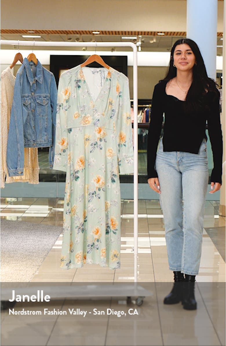 Floral Print Long Sleeve Midi Dress, sales video thumbnail