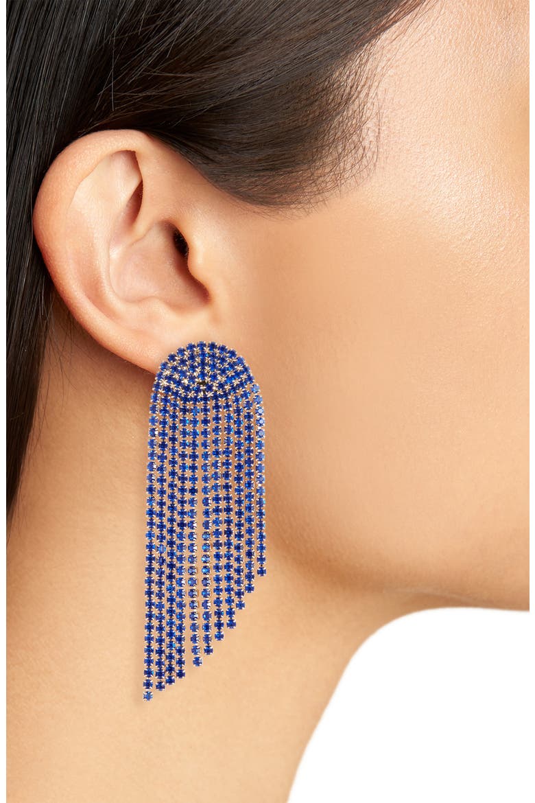 London Chain Drop Earrings, Alternate, color, GOLD/ SAPPHIRE BLUE