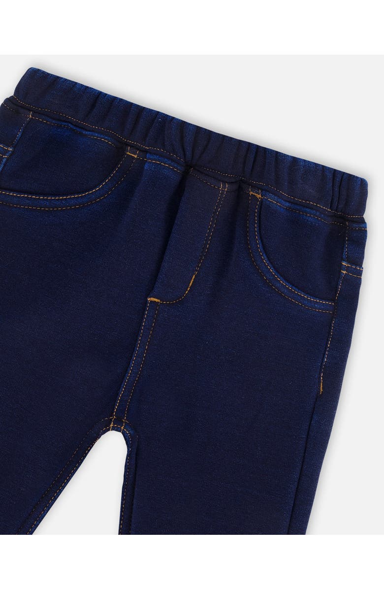 Deux par Deux Girl's Plush Lined Dark Blue Denim Jeggings, Alternate, color, 