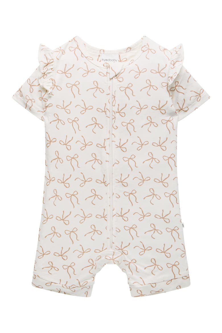 Day or Night Frill Short Sleeve Romper, Main, color, IVORY BOW