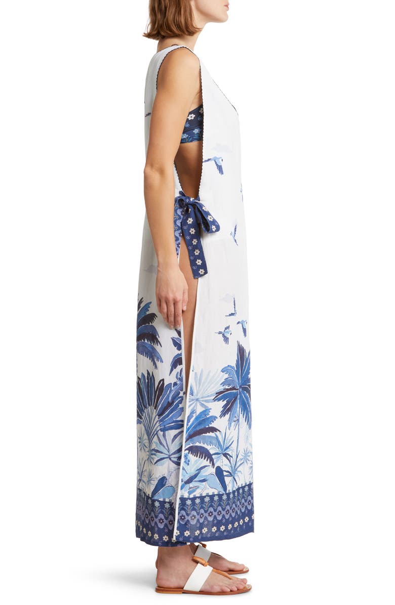 FARM Rio Dream Sky Palm Print Cover-Up Maxi Dress, Alternate, color,