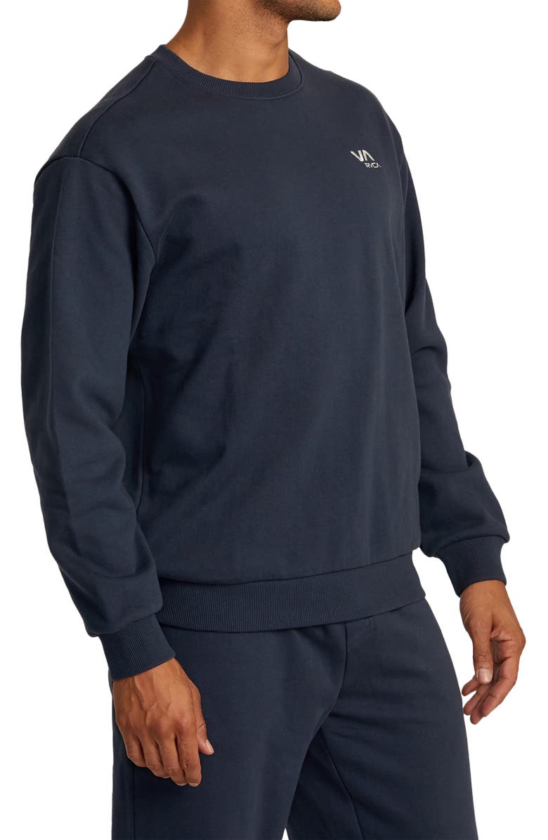 RVCA Essential Logo Embroidered Sweatshirt, Alternate, color, Indigo