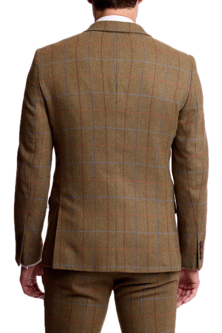 Dover Slim Fit Herringbone Windowpane Suit Jacket, Alternate, color, ARMY HERRINGBONE WINDOWPANE