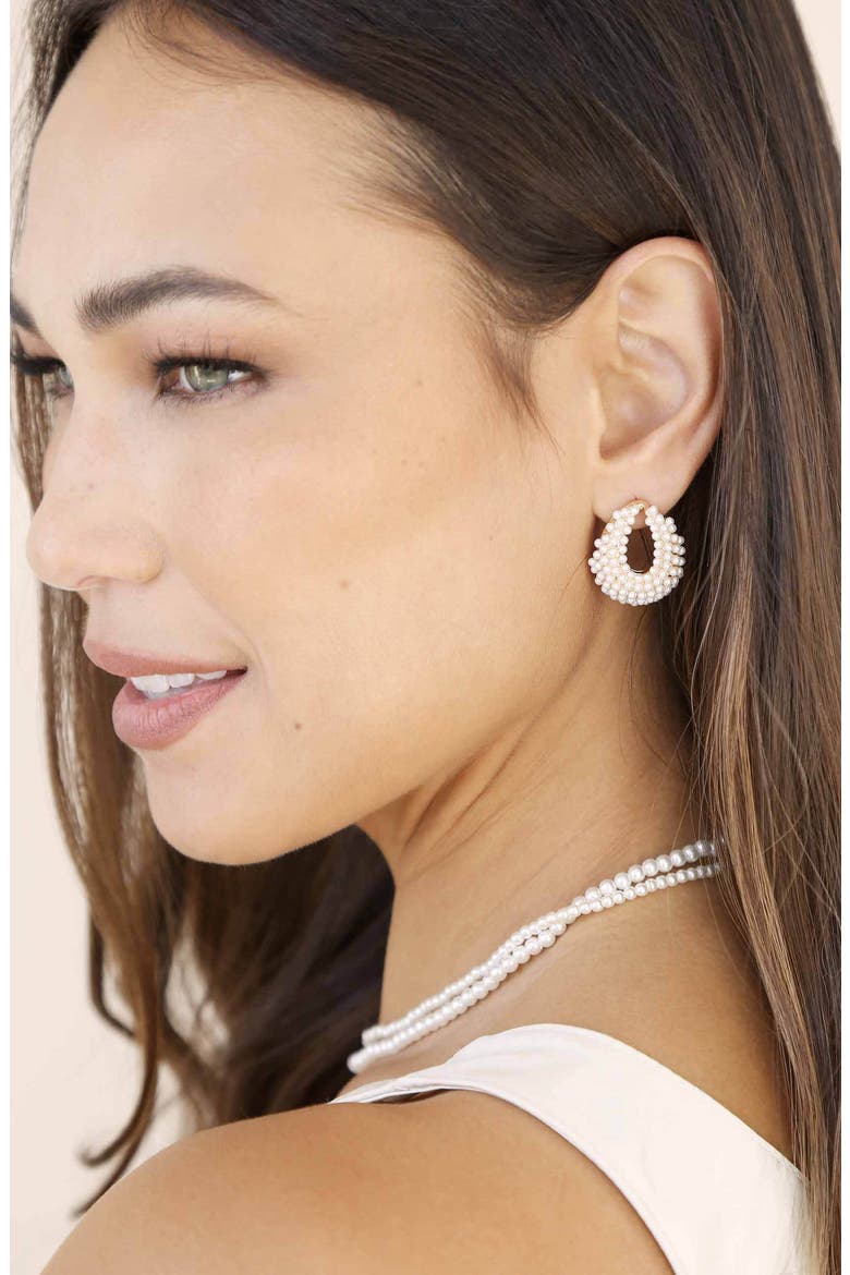 Imitation Pearl Earrings, Alternate, color, GOLD