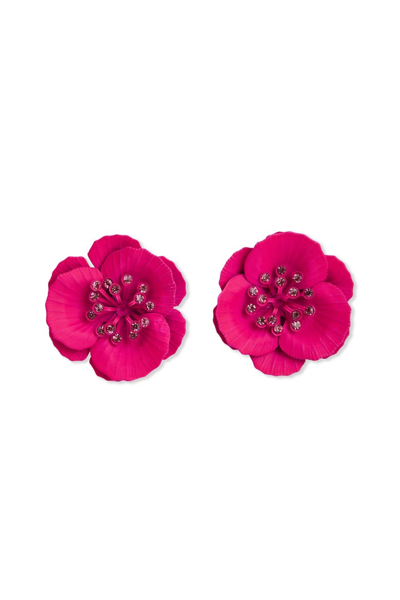 Crystal Flower Earrings, Main, color, PINK