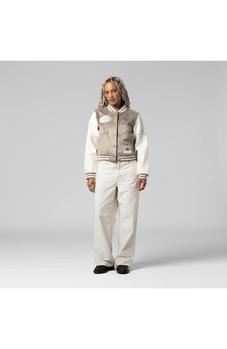 Mitchell & Ness Women's Mitchell & Ness  Tan San Francisco 49ers Full-Snap Varsity Jacket, Main, color, 